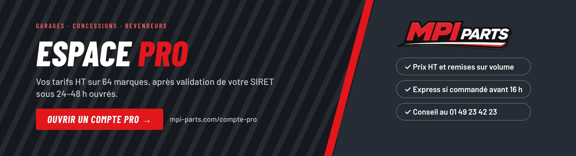 Espace pro : vos tarifs HT